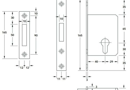 Thân khoá cho cửa trượt Hafele 911.26.413 - 3