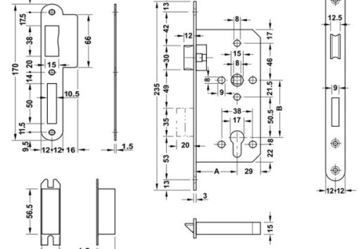 Thân Khóa Lưỡi Gà Và Chốt Chết E55/72A Hafele 911.25.100 - 3