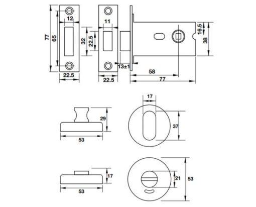 Thân khóa và chốt vệ sinh Hafele 902.54.290 - 3