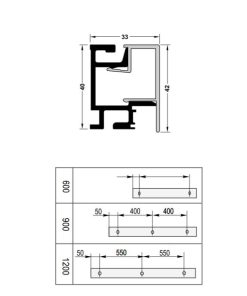 Thanh nhôm gắn tường 1200mm 521.00.012 - 6 Thanh nhôm gắn tường 1200mm 521.00.012 - 5