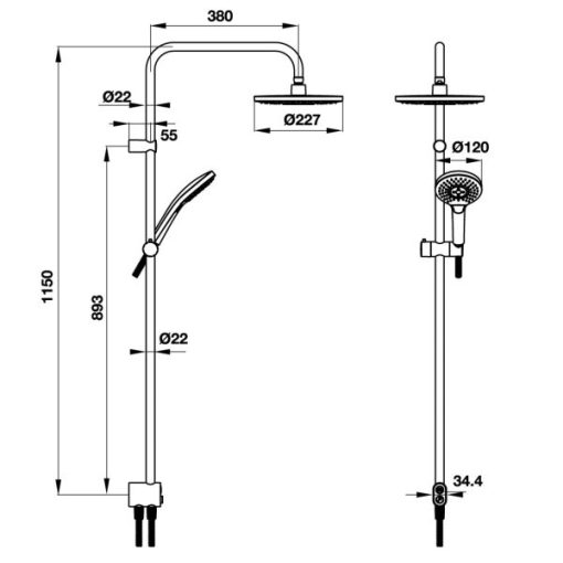 Thanh sen kết hợp Intensity Hafele 495.60.104 - 3