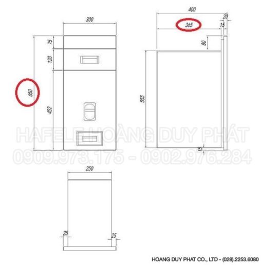Thùng gạo âm tủ Cucina 300mm 549.32.743 - 3