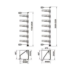 Tủ đồ khô 6 tầng KARA VARIO 600mm Hafele 595.82.805 - 11