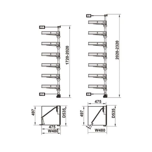Tủ đồ khô 6 tầng KARA VARIO 600mm Hafele 595.82.815 - 3