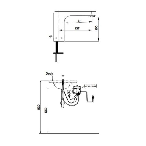 Vòi lavabo tự động H-123 589.63.062 - 3