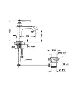 Vòi trộn Kyoto 100 bộ xả kéo màu đồng 589.35.030 - 5