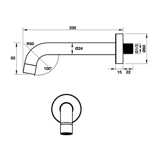 Vòi xả bồn tắm ACTIVE Hafele 230mm 589.25.896 - 3