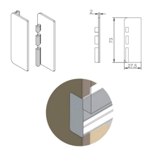 Nắp che – Tay nắm Gola chữ C màu vàng Hafele 126.36.583 - 3