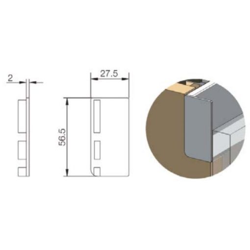 Nắp che – Tay nắm Gola chữ J màu vàng Hafele 126.36.580 - 3