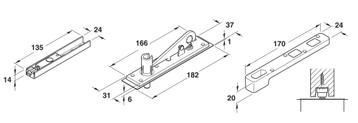 Phụ kiện bản lề sàn Hafele 932.79.090 - 3