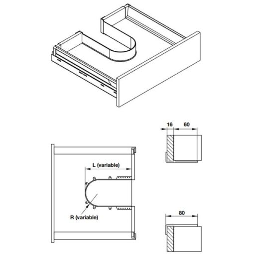 Phụ kiện cho ngăn kéo dưới chậu rửa màu xám đậm Hafele 547.66.572 - 3