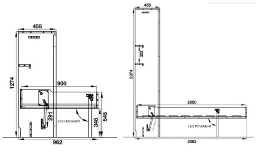 Phụ kiện giường xếp mở ngang 1400×2000 mm Hafele 271.97.340 - 3