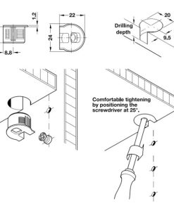 Vỏ nối Rafix 20 không vành không chốt, nhựa, với cơ cấu siết màu trắng Hafele 263.10.705 - 6 Vỏ nối Rafix 20 không vành không chốt, nhựa, với cơ cấu siết màu trắng Hafele 263.10.705 - 5