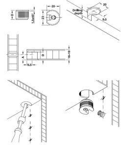 Vỏ nối Rafix 20 không vành cho lắp bằng mặt, nhựa, với cơ cấu siết màu be Hafele 263.50.405 - 5
