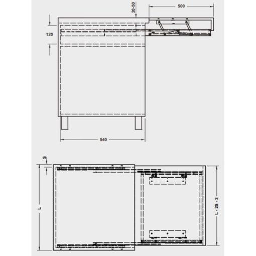 Ray trượt mở rộng bàn 1200 mm Hafele 505.73.936 - 5