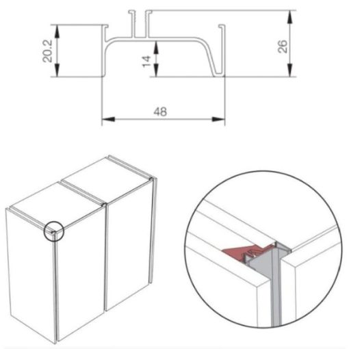 Tay nắm dọc đơn Gola/ Lắp mặt bên chiều dài hữu dụng 2400 mm màu đồng đen Hafele 126.37.970 - 3