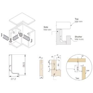 Tay nắm GOLA chữ J chiều dài có thể sử dụng 2800mm Hafele 126.37.909 - 7