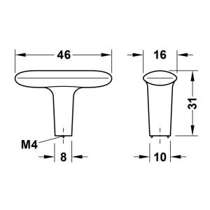 Tay nắm tủ Hafele màu trắng mờ 46mm 106.70.121 - 5