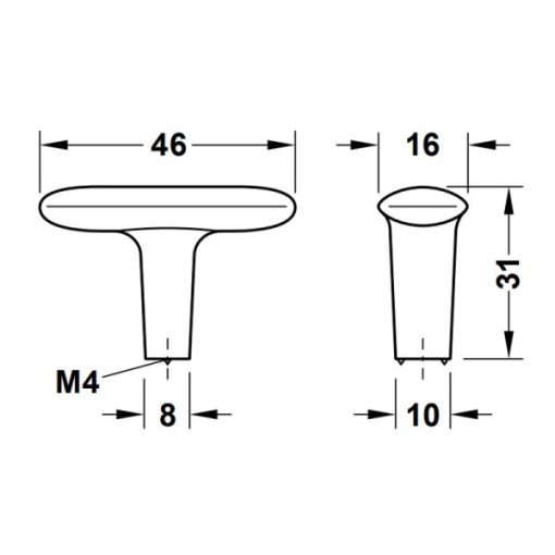 Tay nắm tủ Hafele màu mạ niken mờ 46mm 106.70.122 - 3