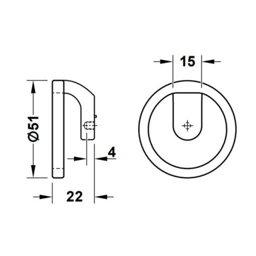 Tay nắm tủ Hafele màu than chì 51mm 106.70.185 - 3