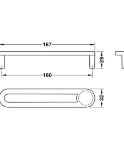 Tay nắm tủ Hafele màu đen mờ 167mm 106.70.175 - 5