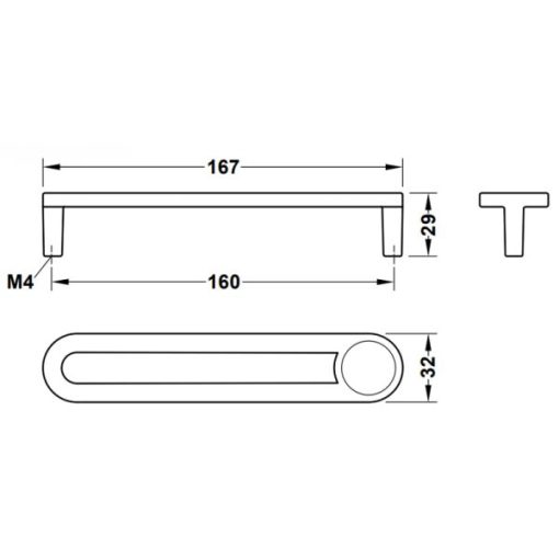 Tay nắm tủ Hafele màu đen mờ 167mm 106.70.175 - 3