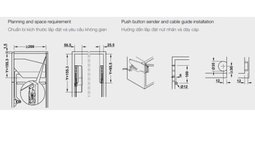 Bộ cơ cấu tay nâng điện Hafele nắp đậy màu xám 372.29.705 - 3
