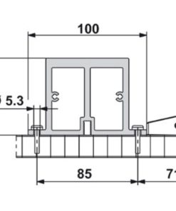 Thanh gia cố cho ray trượt, dành cho hệ thống đôi dài đến 2800 mm mà không có tấm giữa. Có kèm đế nối, độ trũng tối đa của tấm trên tủ -22% - 5