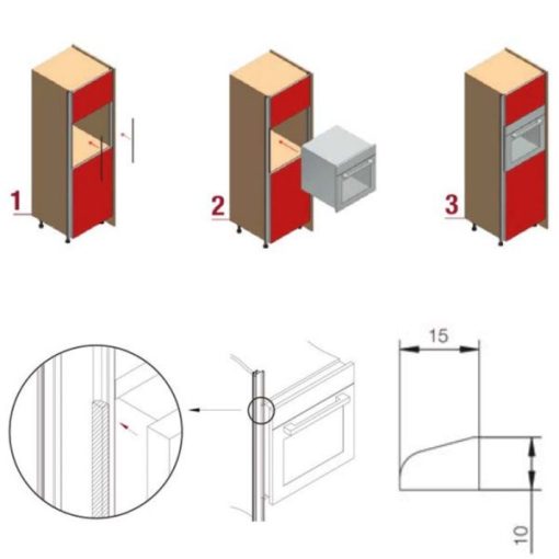 Thanh Gola dọc-phụ kiện bảo vệ lò nướng khi lắp tay nắm dọc giữa và mặt bên Hafele 126.36.221 - 3