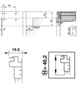 Thanh nhôm gia cố (cao: 40,2 mm) Hafele 290.41.926 - 5