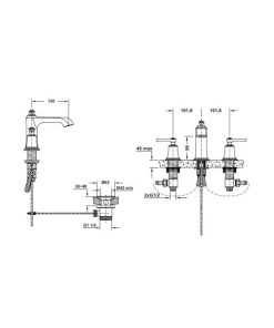 Vòi trộn 3-lỗ Kyoto 100 bộ xả kéo màu vàng 589.35.062 - 6 Vòi trộn 3-lỗ Kyoto 100 bộ xả kéo màu vàng 589.35.062 - 5