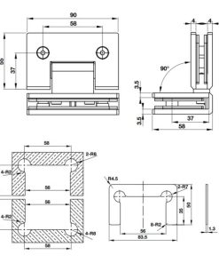 Bản lề kính-kính 90 độ BAUMA 981.77.951 - 6 Bản lề kính-kính 90 độ BAUMA 981.77.951 - 5