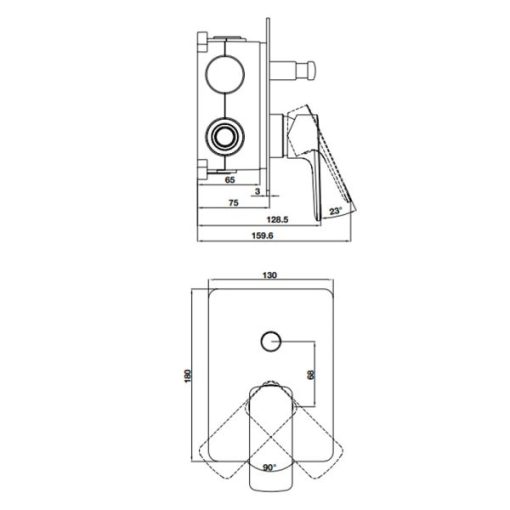 Bộ trộn âm 2 đường nước Kobe đen 589.15.037 - 3