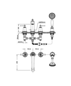 Bộ trộn bồn tắm 4-lỗ Kyoto màu đen 589.35.094 - 5