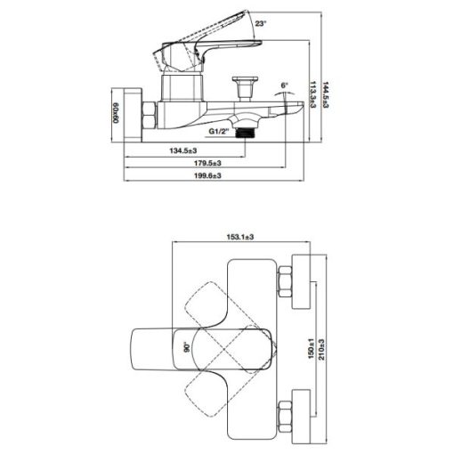 Bộ trộn nổi 2 đường nước Kobe chrome HAFELE 589.15.005 - 3