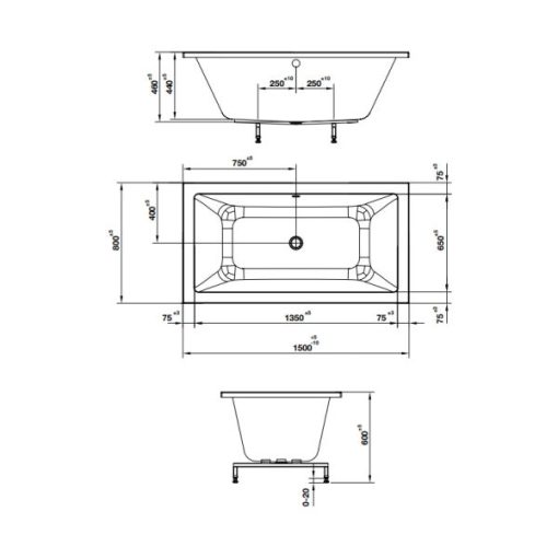Bồn tắm âm hình chữ nhật Nagoya 1500 588.79.603 - 3