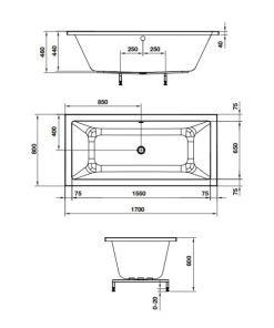 Bồn tắm âm hình chữ nhật Nagoya 1700 588.79.602 - 6 Bồn tắm âm hình chữ nhật Nagoya 1700 588.79.602 - 5
