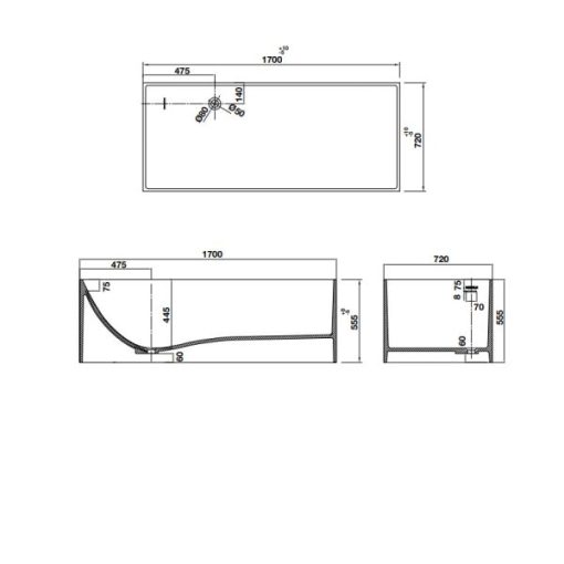 Bồn tắm đặt sàn HVN8019 588.87.612 - 3