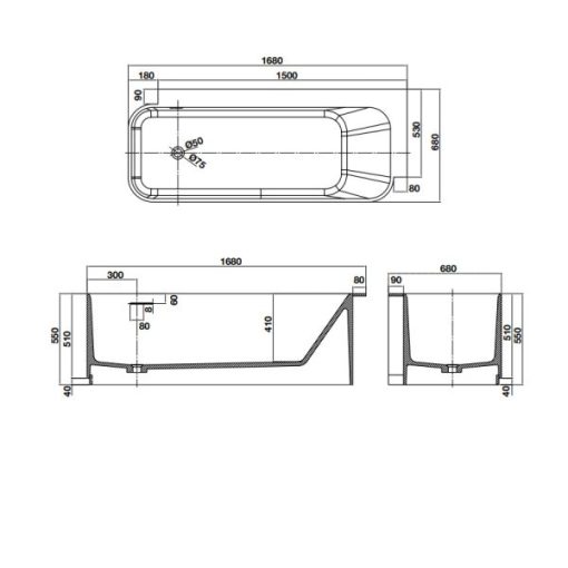 Bồn tắm đặt sàn HVN8018 588.87.610 - 3
