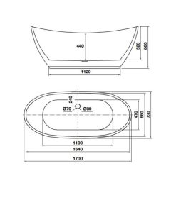 Bồn tắm độc lập Nagoya hình bầu dục 1700 588.99.600 - 10 Bồn tắm độc lập Nagoya hình bầu dục 1700 588.99.600 - 9