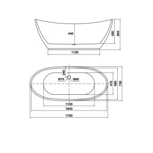 Bồn tắm độc lập Nagoya hình bầu dục 1700 588.99.600 - 9