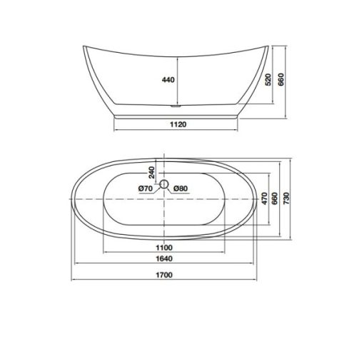 Bồn tắm độc lập Nagoya hình bầu dục 1700 588.99.600 - 5