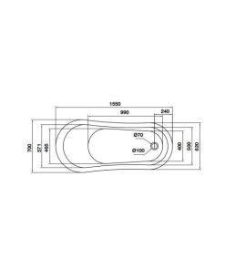 Bồn tắm độc lập Nagoya hình bầu dục 1550 588.99.631 - 6 Bồn tắm độc lập Nagoya hình bầu dục 1550 588.99.631 - 5