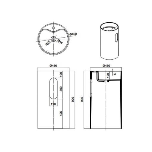 Chậu đặt sàn HVN3009 588.87.401 - 3