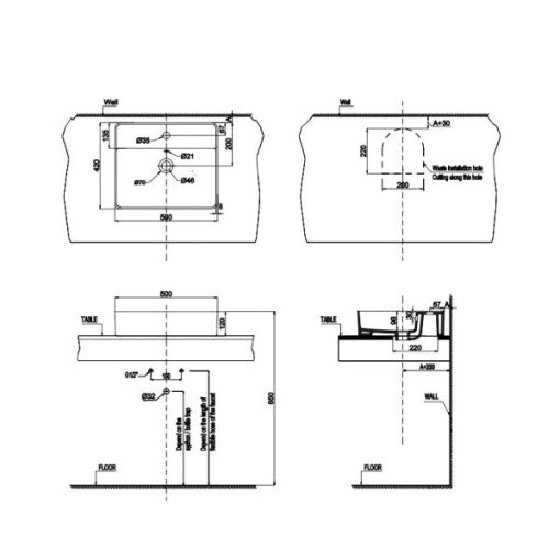 Chậu sứ đặt bàn Sapporo 500 HAFELE 588.79.032 - 3
