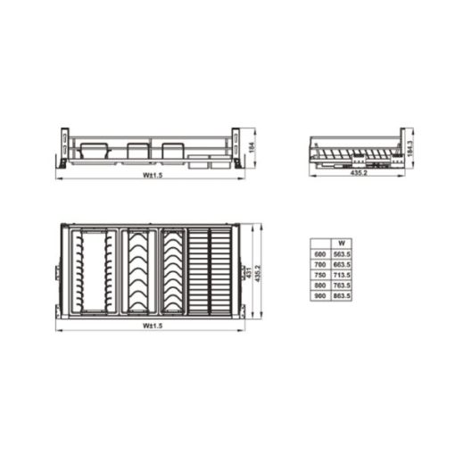 Rổ để bát đĩa KASON FLEX 800mm Hafele 549.08.887 - 3