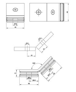 Kẹp kính – kính 135 độ Hafele 981.77.915 - 5