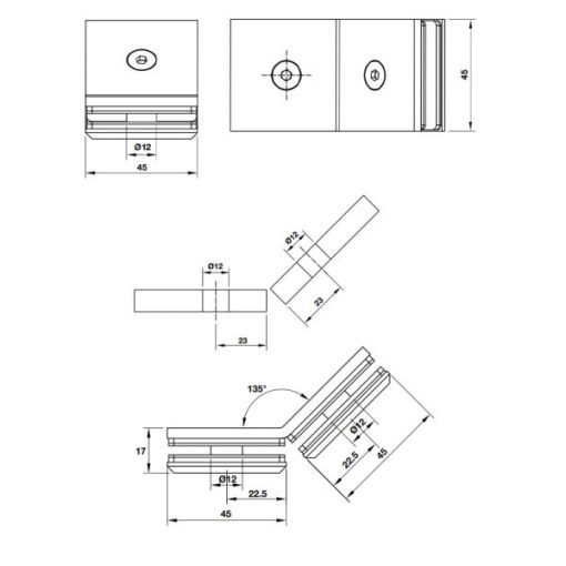 Kẹp kính – kính 135 độ Hafele 981.77.915 - 3