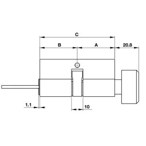 Ruột khóa Häfele 1 đầu chìa, 1 đầu vặn oval dài 66mm 916.63.621 - 5