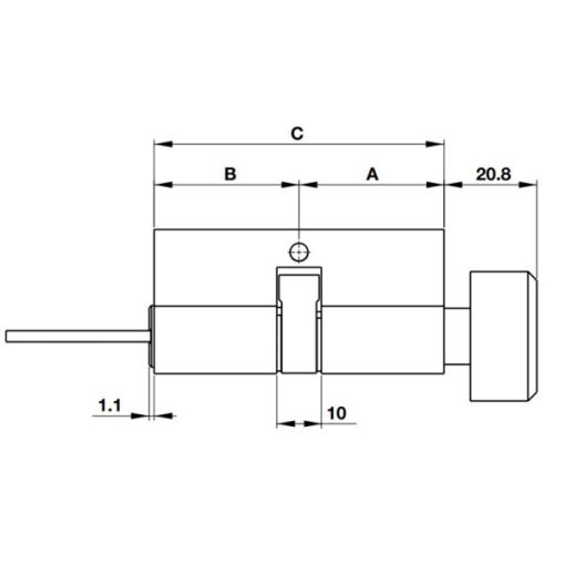 Ruột khóa Häfele 1 đầu chìa, 1 đầu vặn oval dài 66mm 916.63.621 - 3